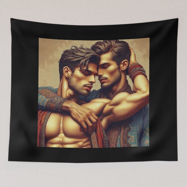 Item preview, Gay Couple Purana Din Indian Fusion Devoted Love LGBTQ Gay Pride Graphic Design designed and sold by ItsAKinkThing.