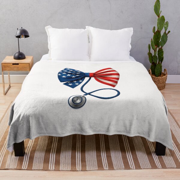 Item preview, USA Flag Stethoscope Coquette Bow RN Nurse 4th Of July designed and sold by MOHITSALVI.