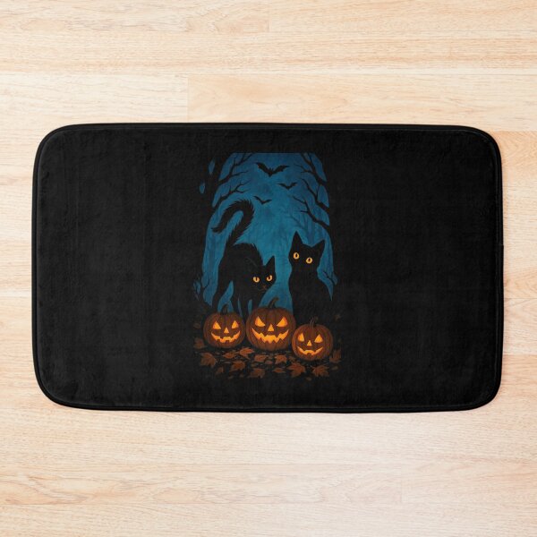 Item preview, Black Cats with Pumpkins under Full Moon on Halloween Cat designed and sold by MOHITSALVI.