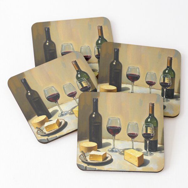 Item preview, Vintage French Still Life | Wine and Cheese on Stone Table  designed and sold by CARRAANN.