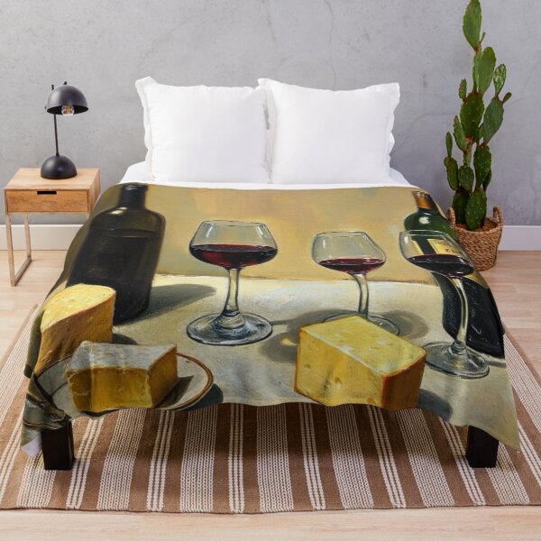 Item preview, Vintage French Still Life | Wine and Cheese on Stone Table  designed and sold by CARRAANN.