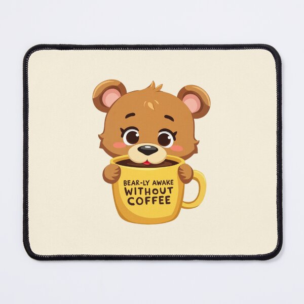 Item preview, Bear-ly Awake - Cute Bear Cub & Morning Grind designed and sold by Brewtiful Style.