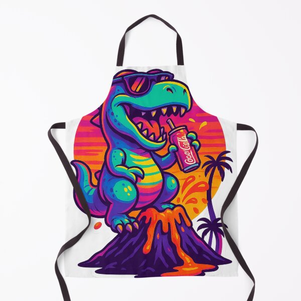 Item preview, Funny dinosaur volcano art neon retro coca cola parody designed and sold by Aecplaza.