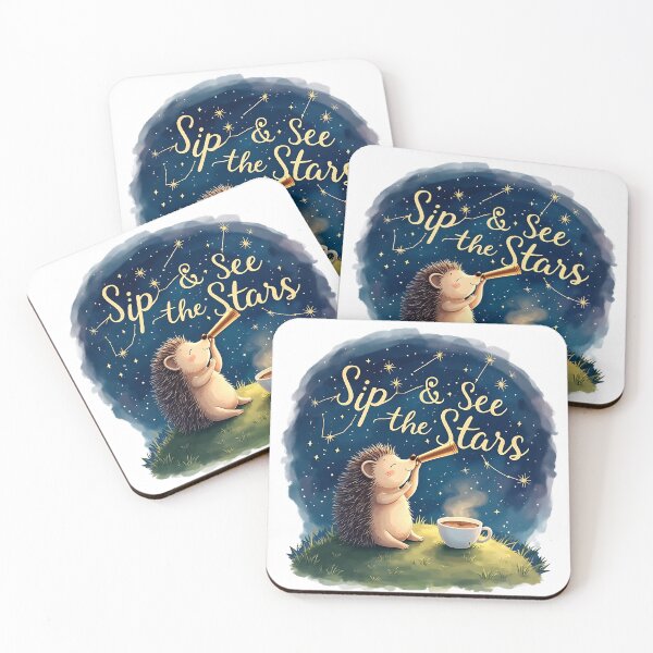 Item preview, Sip & See the Stars - Hedgehog & Dreamy Night designed and sold by Brewtiful Style.