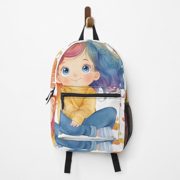 Item preview, Happy Girl with Rainbow Hair and Hoodie designed and sold by rachada99.