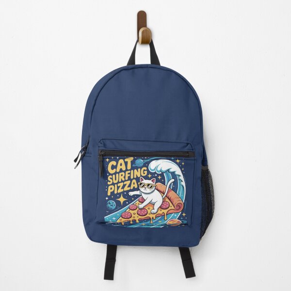 Item preview, Cat surfing in pizza galaxy  designed and sold by Kawaii Nest.