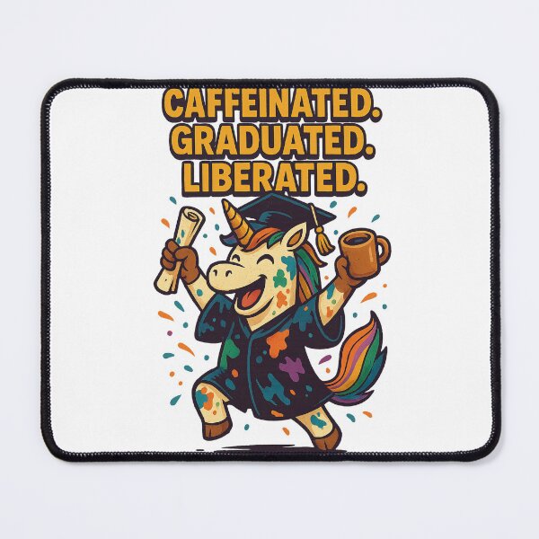 Item preview, Caffeinated Graduated Liberated – Funny Unicorn Graduation Gift designed and sold by Asbiell.