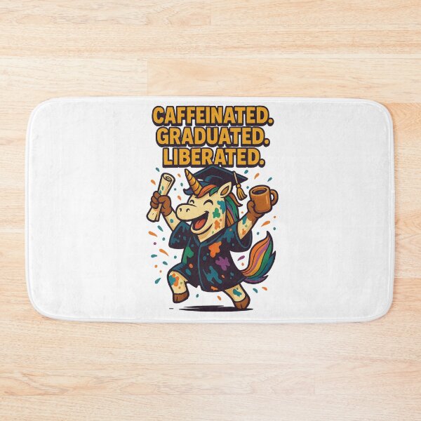 Item preview, Caffeinated Graduated Liberated – Funny Unicorn Graduation Gift designed and sold by Asbiell.