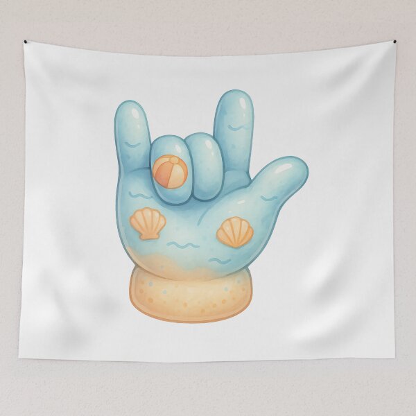 Item preview, ASL I Love You Beach Glove – Cute Summer Ocean Pastel Art designed and sold by momo9981.