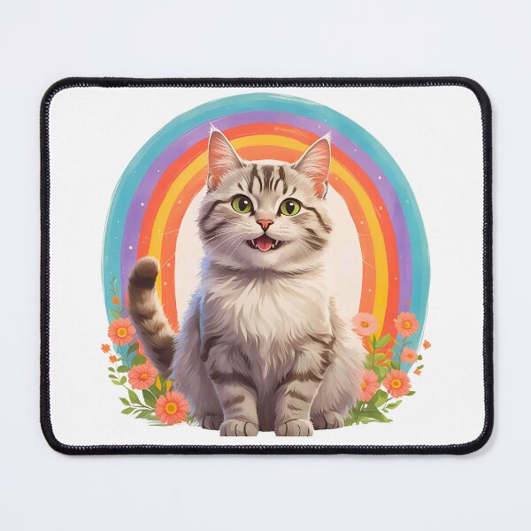 Item preview, Boho Rainbow Silver Tabby Cat – Whimsical Retro Cat Art designed and sold by Fredster1966.