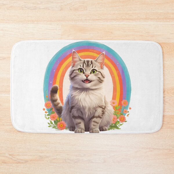Item preview, Boho Rainbow Silver Tabby Cat – Whimsical Retro Cat Art designed and sold by Fredster1966.