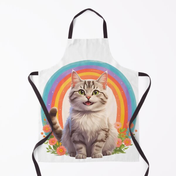 Item preview, Boho Rainbow Silver Tabby Cat – Whimsical Retro Cat Art designed and sold by Fredster1966.