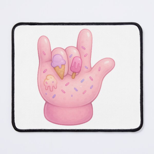 Item preview, ASL I Love You Ice Cream Glove – Cute Pink Summer Dessert Art designed and sold by momo9981.