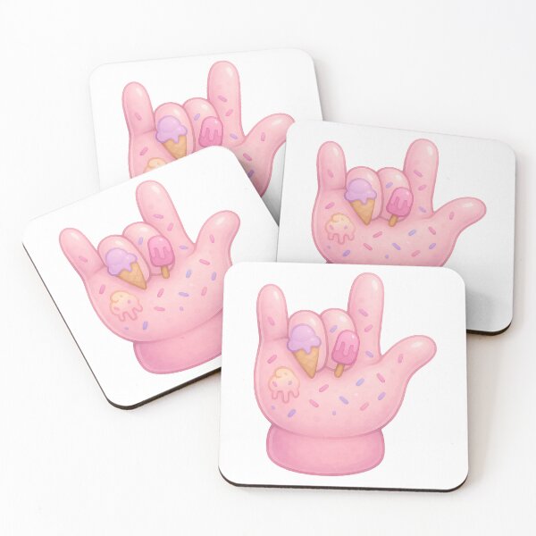 Item preview, ASL I Love You Ice Cream Glove – Cute Pink Summer Dessert Art designed and sold by momo9981.