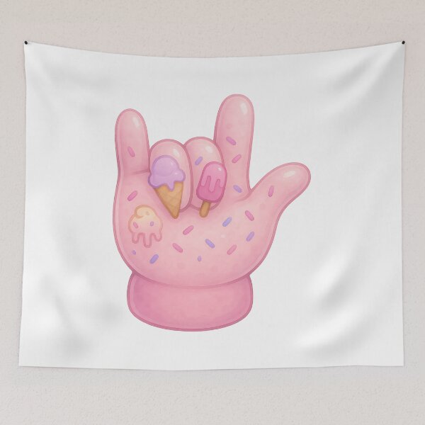 Item preview, ASL I Love You Ice Cream Glove – Cute Pink Summer Dessert Art designed and sold by momo9981.
