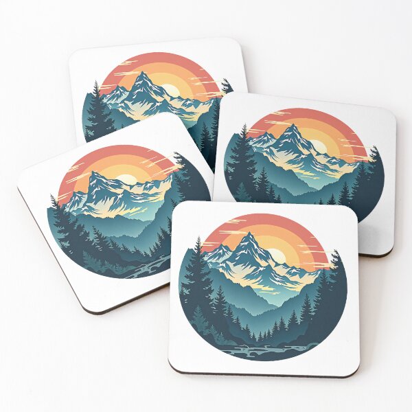 Item preview, Sunset Over Mountains – Retro Nature Scene for Adventure Lovers designed and sold by cindybird.