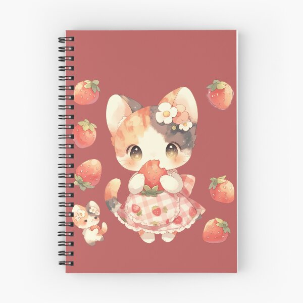 Item preview, Strawberry Kitty Delight - Cute Pastel Cat Illustration designed and sold by luminumance.