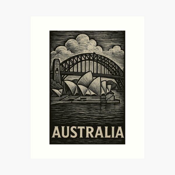 Item preview, Australia Linocut Style  designed and sold by Thistle-TShop.