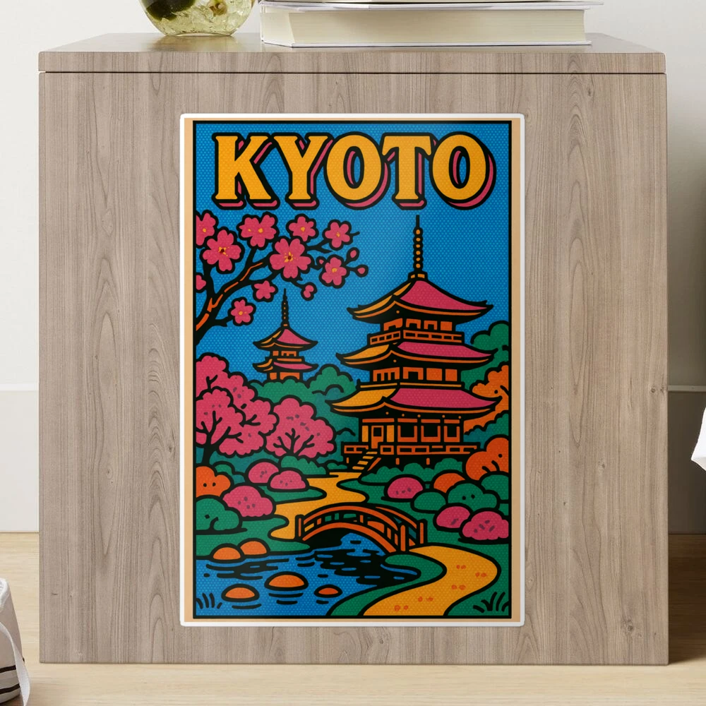 アート・デザイン・音楽 Travel & leisure graphics Vibrant Retro Pop Art Travel Poster of Kyoto | Colorful Japanese