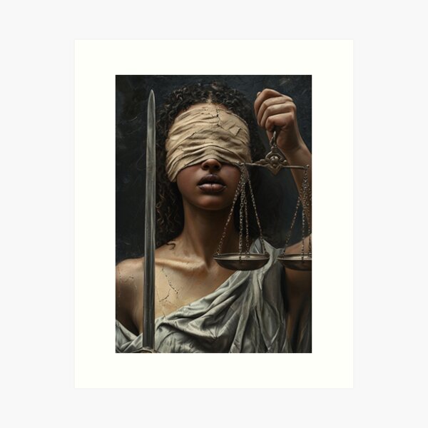 Item preview,  Black Woman Art Print, Lawyer Art Gift, Blinde Lady Justice designed and sold by Liliboo1.