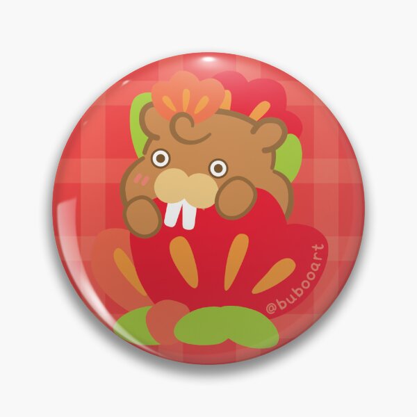 Item preview, Coral Red Camellia Colorful Print – Cute Cartoon Beaver "Taffy" Floral Design designed and sold by BuBooArt.