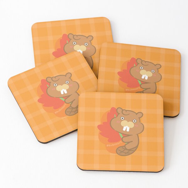 Item preview, Maple Orange Colorful Print – Cute Cartoon Beaver "Taffy" Floral Design designed and sold by BuBooArt.