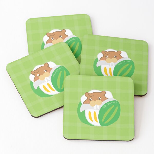 Item preview, Verdant Green Colorful Print – Cute Cartoon Beaver "Taffy" Floral Design designed and sold by BuBooArt.