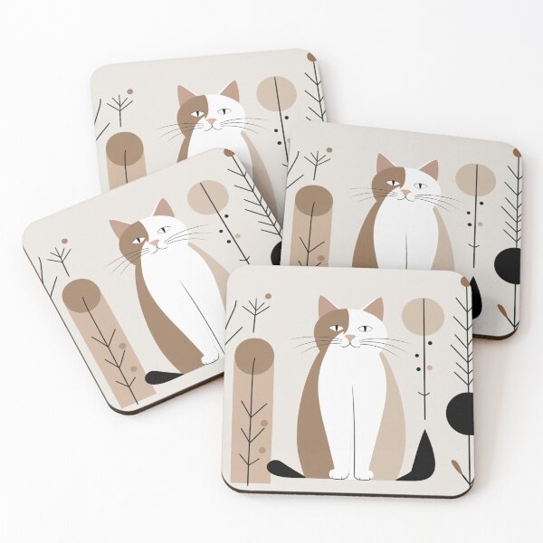 Item preview, Nordic Cat Harmony – Modern Scandinavian Cat Illustration in Black and White designed and sold by LEO'S CREATURE　れおずくりーちゃー.