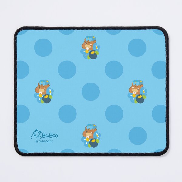 Item preview, Forget-Me-Not Blue Colorful Print – Cute Cartoon Beaver "Taffy" Floral Design designed and sold by BuBooArt.