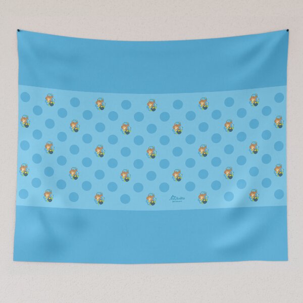 Item preview, Forget-Me-Not Blue Colorful Print – Cute Cartoon Beaver "Taffy" Floral Design designed and sold by BuBooArt.