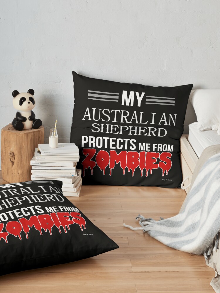 Alternate view of Zombie Australian Shepherd - Gift For Australian Shepherd Owner Floor Pillow