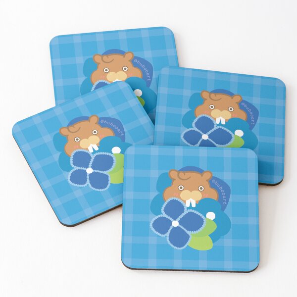 Item preview, Hydrangea Indigo Colorful Print – Cute Cartoon Beaver "Taffy" Floral Design designed and sold by BuBooArt.