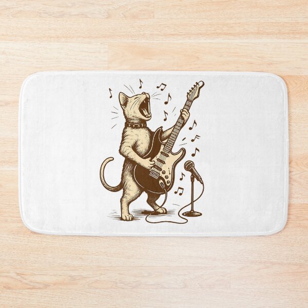 Item preview, Cat Playing Guitar Funny Rock Star Classic Rock & Roll Cat designed and sold by cawtoon.