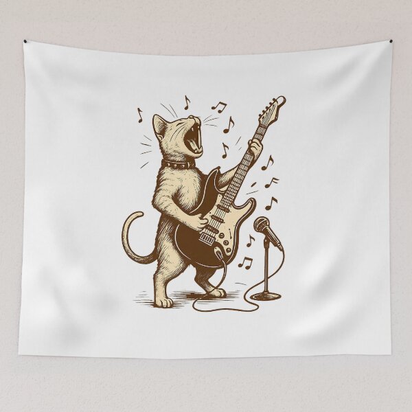 Item preview, Cat Playing Guitar Funny Rock Star Classic Rock & Roll Cat designed and sold by cawtoon.