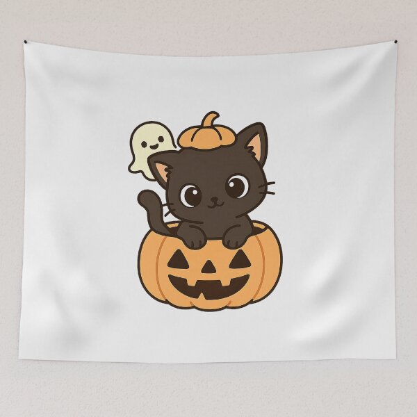 Item preview, Cat Pumpkin Ghost Funny Halloween Raglan Baseball designed and sold by cawtoon.