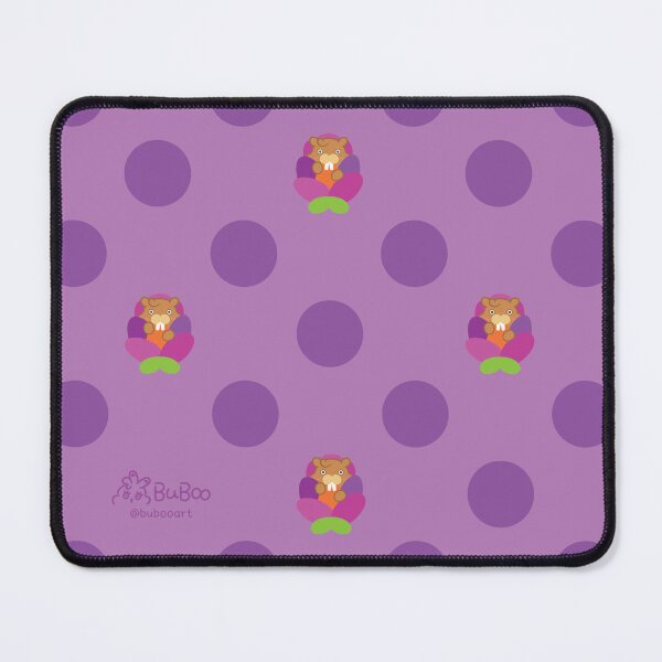 Item preview, Lavender Purple Colorful Print – Cute Cartoon Beaver "Taffy" Floral Design designed and sold by BuBooArt.