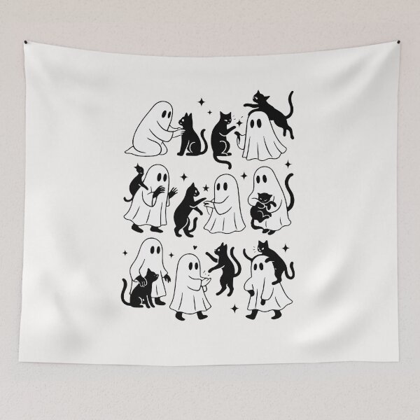 Item preview, Funny Ghost Holding A Black Cat Lazy Halloween Spooky Season designed and sold by cawtoon.