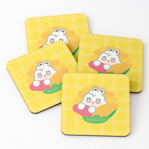 Item preview, Sunflower Yellow Colorful Print – Cute Cartoon Rabbit "Fluffy" Floral Design designed and sold by BuBooArt.