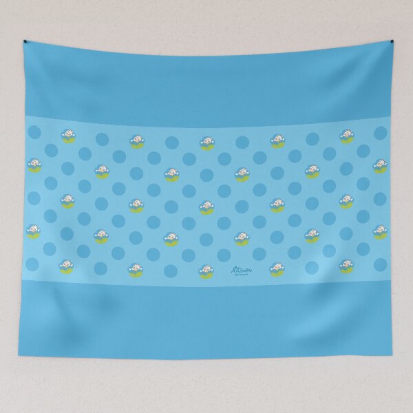 Item preview, Forget-Me-Not Blue Colorful Print – Cute Cartoon Rabbit "Fluffy" Floral Design designed and sold by BuBooArt.