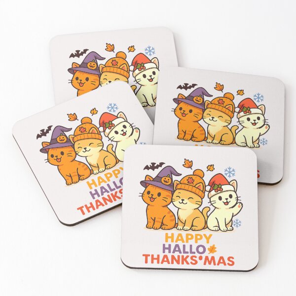 Item preview, Halloween Thanksgiving Christmas Happy HalloThanksMas Cats designed and sold by cawtoon.