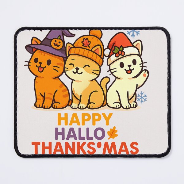 Item preview, Halloween Thanksgiving Christmas Happy HalloThanksMas Cats designed and sold by cawtoon.