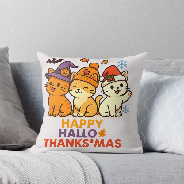Item preview, Halloween Thanksgiving Christmas Happy HalloThanksMas Cats designed and sold by cawtoon.