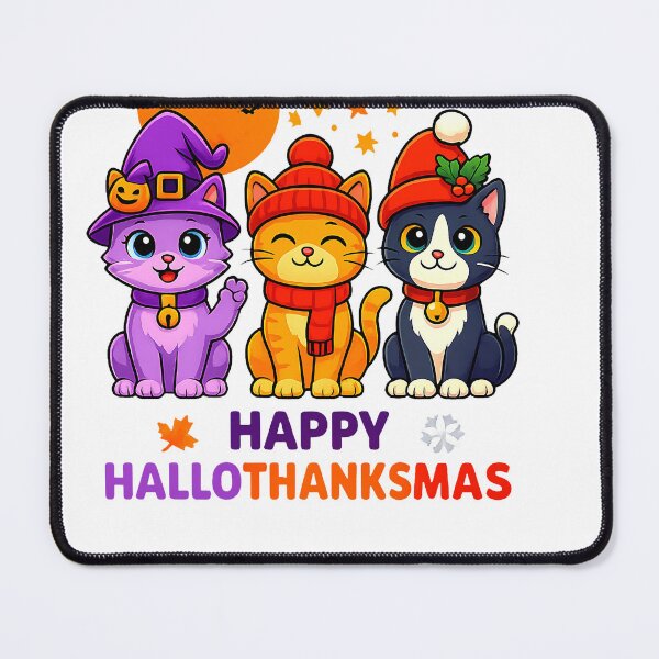 Item preview, Halloween Thanksgiving Christmas Happy HalloThanksMas Cats designed and sold by cawtoon.