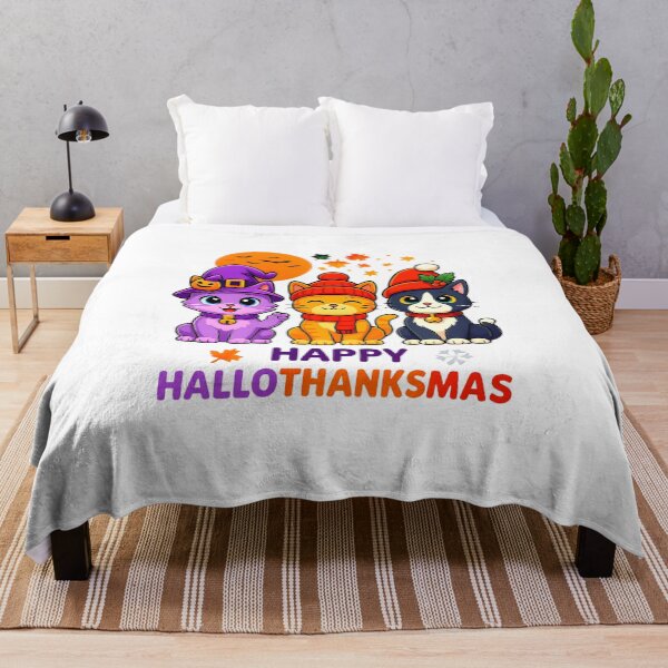 Item preview, Halloween Thanksgiving Christmas Happy HalloThanksMas Cats designed and sold by cawtoon.