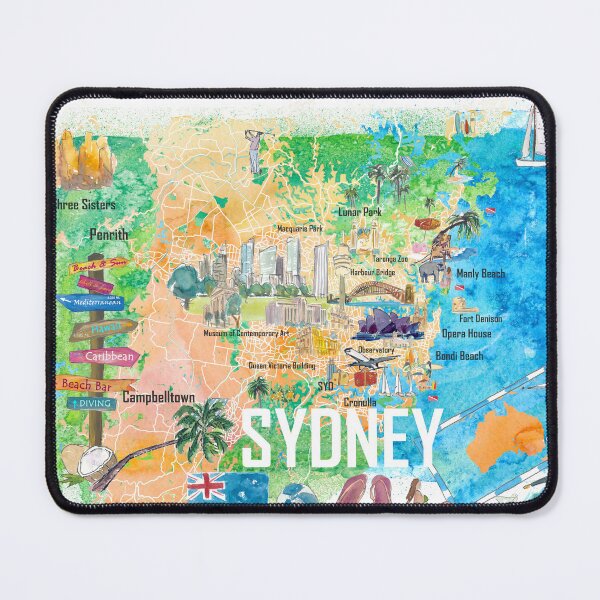 Item preview, Sydney Australia Illustrated Map with Main Roads Landmarks and Highlights designed and sold by artshop77.