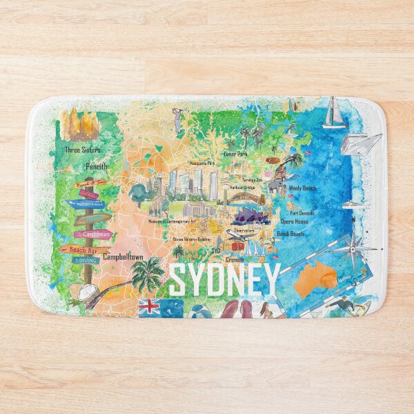 Item preview, Sydney Australia Illustrated Map with Main Roads Landmarks and Highlights designed and sold by artshop77.