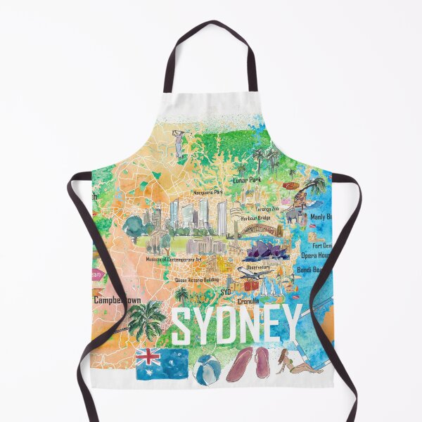 Item preview, Sydney Australia Illustrated Map with Main Roads Landmarks and Highlights designed and sold by artshop77.