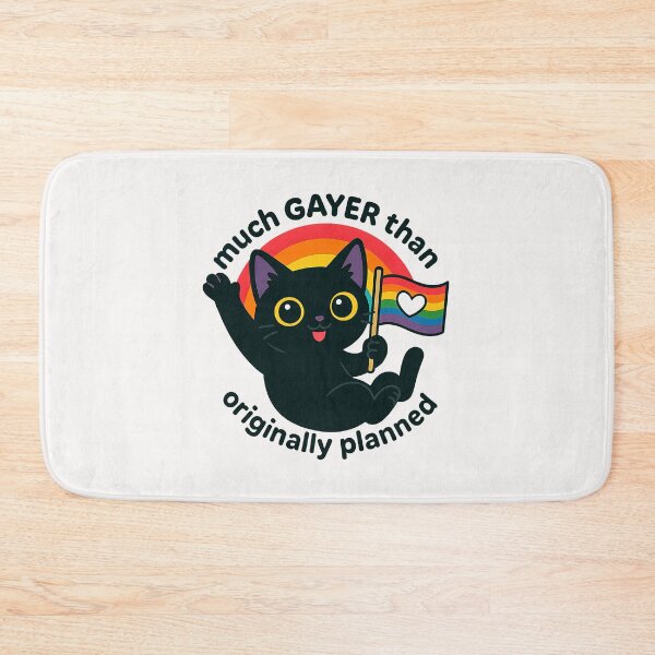 Item preview, Much Gayer Than Originally Planned, Black Cat LGBTQ Pride designed and sold by cawtoon.