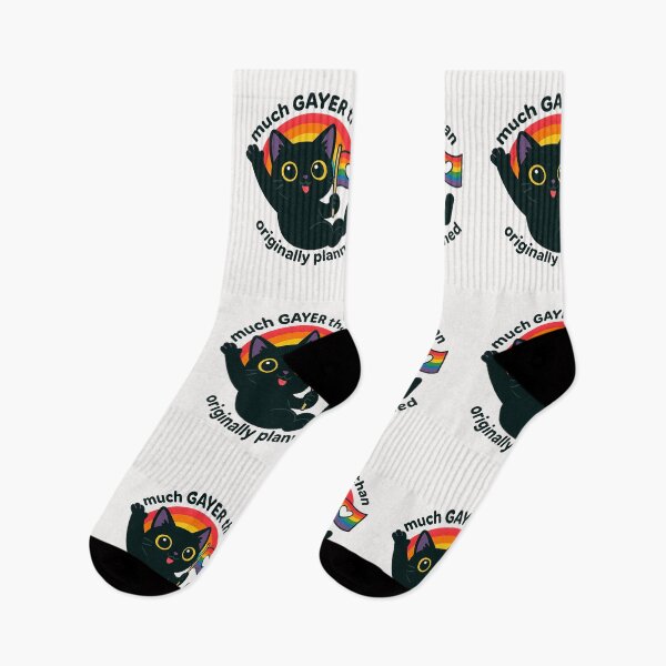 Item preview, Much Gayer Than Originally Planned, Black Cat LGBTQ Pride designed and sold by cawtoon.