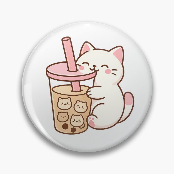 Item preview, Boba Cat with Kitty Pearls – Kawaii Bubble Tea Sticker designed and sold by Tripconic.